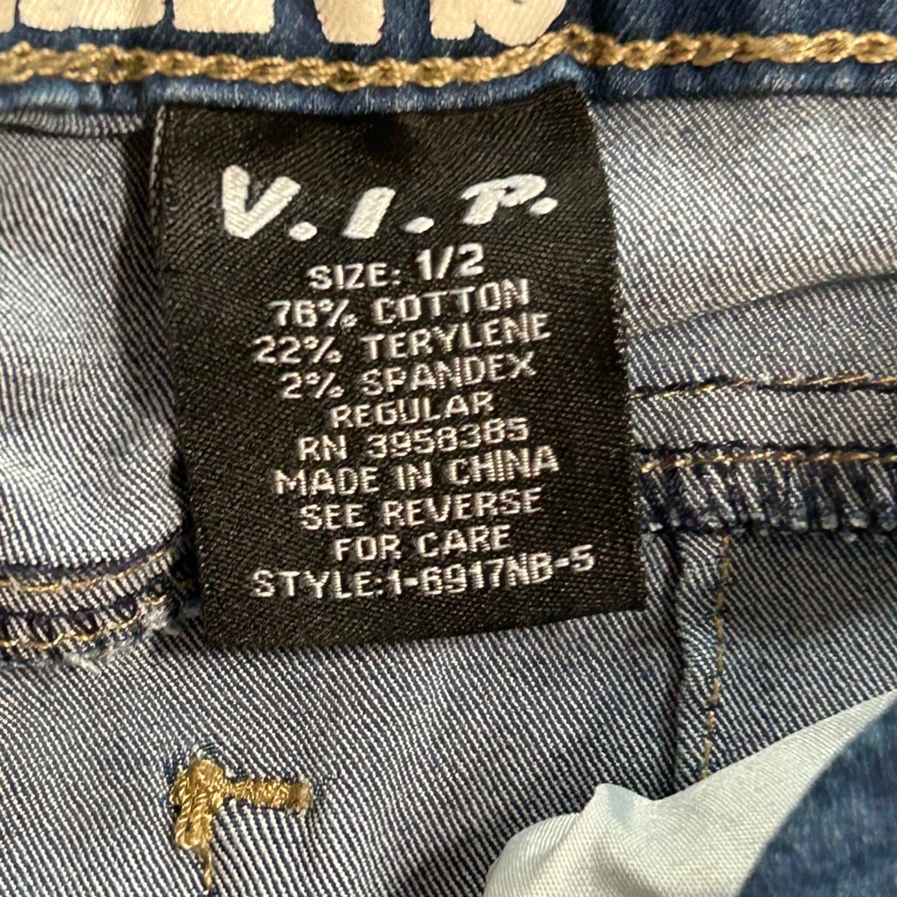 VIP Jeans Womens Blue Mid Rise Raw Hem Capri Denim Jeans Size 1/2 1-6917NB-5 - Picture 9 of 11